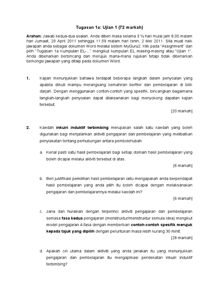 Ujian 1 KPD 3016 | PDF