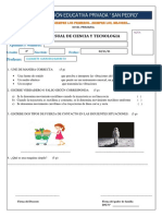 Examen mensual de ciencia y tecnología nivel primaria tópicos fuerza movimiento maquinas