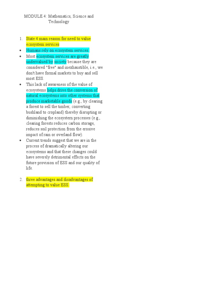 Valuing Ecosystem Services: Key Insights | PDF