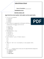9th Class Mathematics Paper