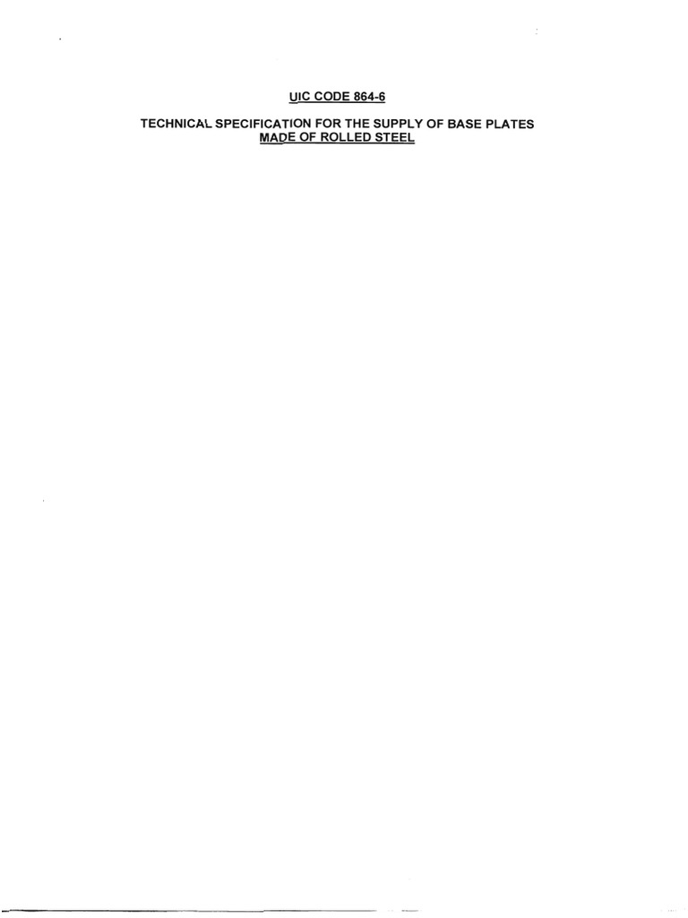 UIC 864-6 Base Plates Specification | PDF | Specification (Technical ...