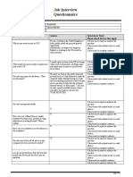 Job Interview Questionnaire: Applicant's Name Phone Number: Date Answer Interviewer Notes Please Check The Box That Apply