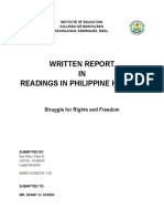 Written Report IN Readings in Philippine History: Struggle For Rights and Freedom