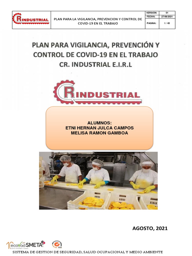 Plan de Covid 19 - CR Industrial Planta de Alimentos | PDF | Lavado de ...