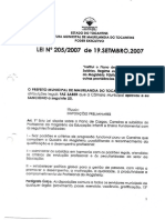Lei nº 205 2007 - Plano de Cargos, Carreiras e Salarios - PCCS