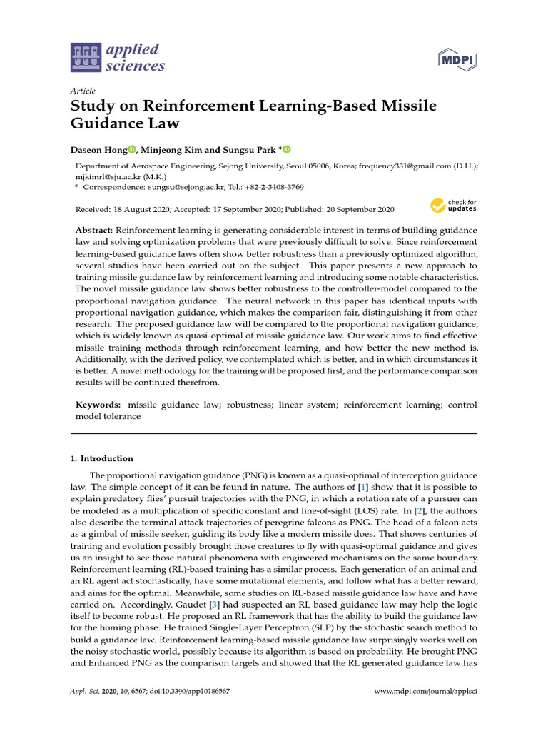 Study On Reinforcement Learning-Based Missile Guidance Law | PDF ...
