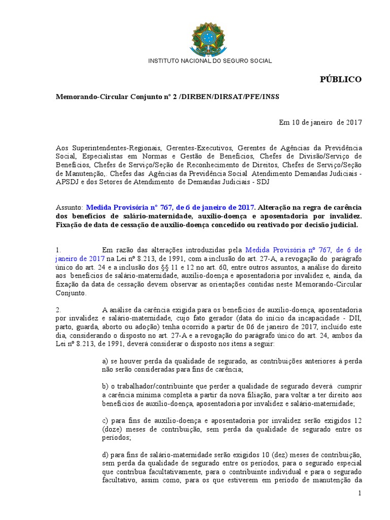 Memorando-Circular Conjunto N 2 Dirben Dirsat Pfe Inss | PDF | Justiça ...
