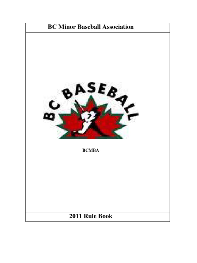 2011 Rule Book BC Minor Baseball PDF Pitcher Board Of Directors