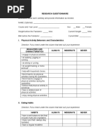 Research Questionnaire: Direction: Put A Check Under The Column That Best Suit Your Experience