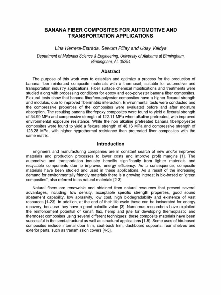 Banana Fiber Composites For Automotive Applications PDF