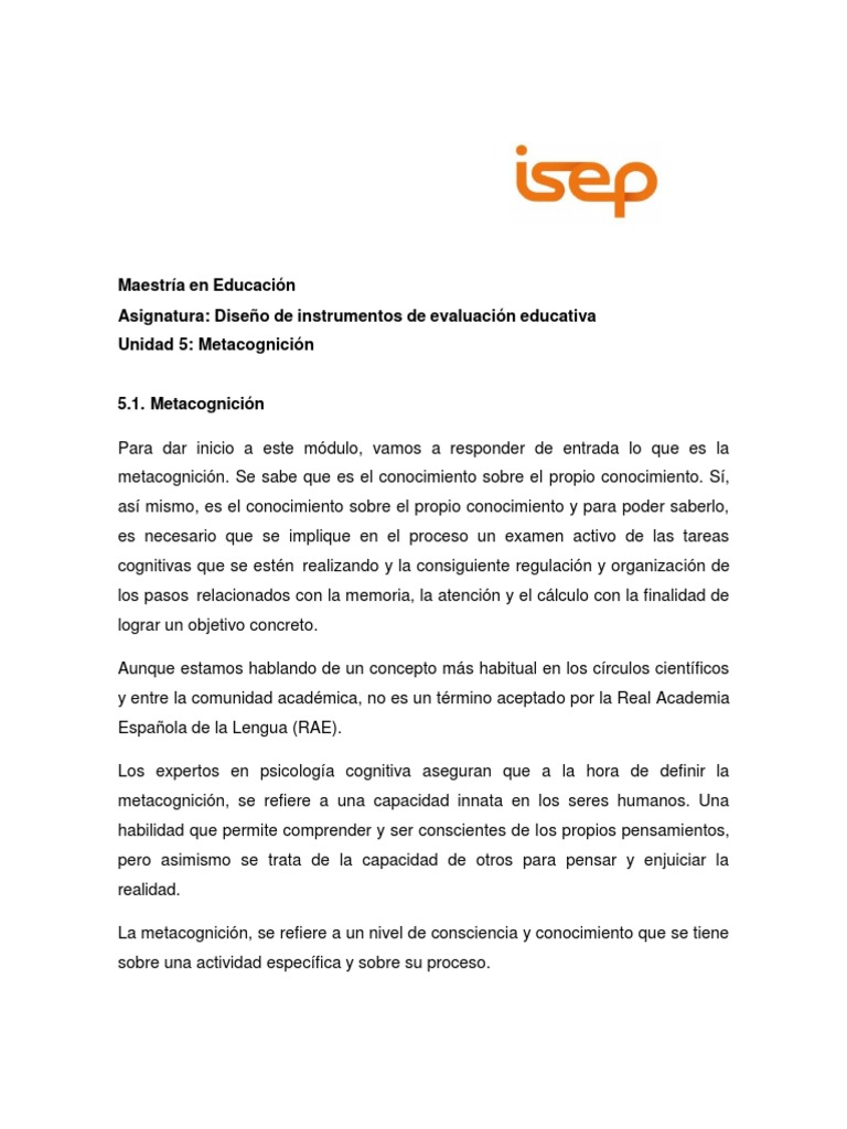 Metacognición | PDF | Teoria de la mente | Aprendizaje