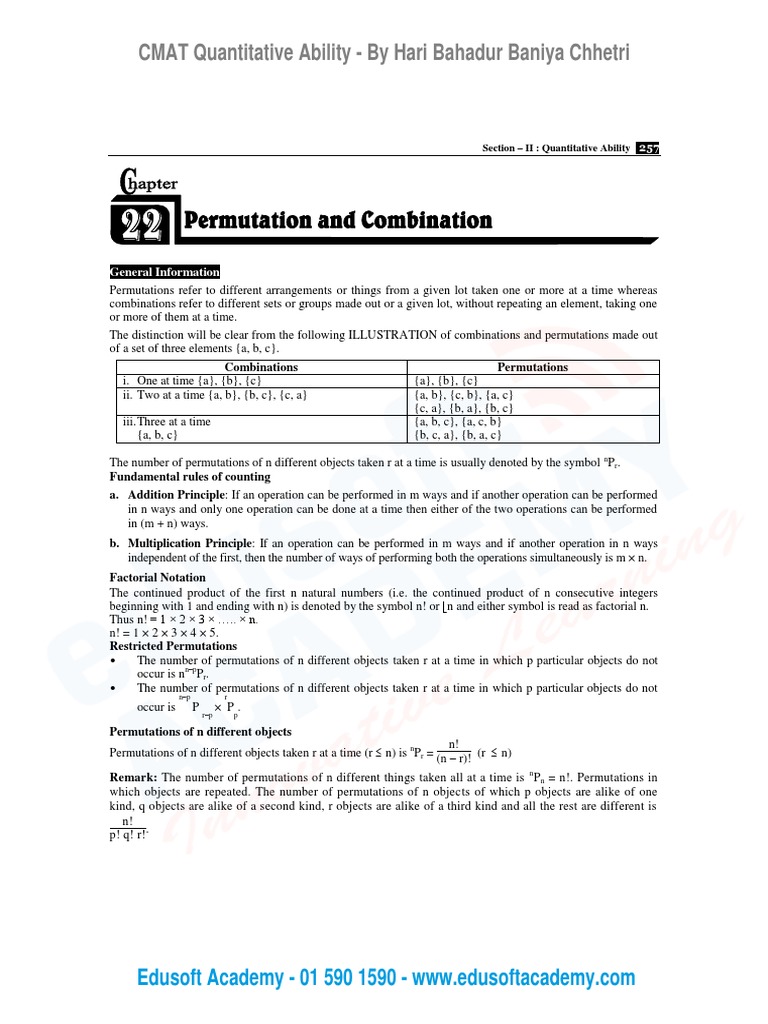 Permutations and Combinations Explained | PDF | Permutation | Numbers