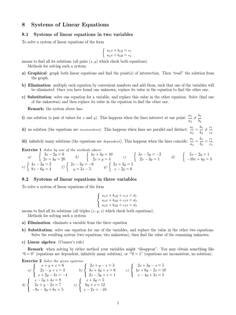 8.1 Systems of Linear Equations in Two Variables | PDF | Function ...