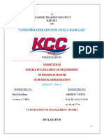 "Consumer'S Perceptions On KCC Bank LTD.": A Summer Training Project ON