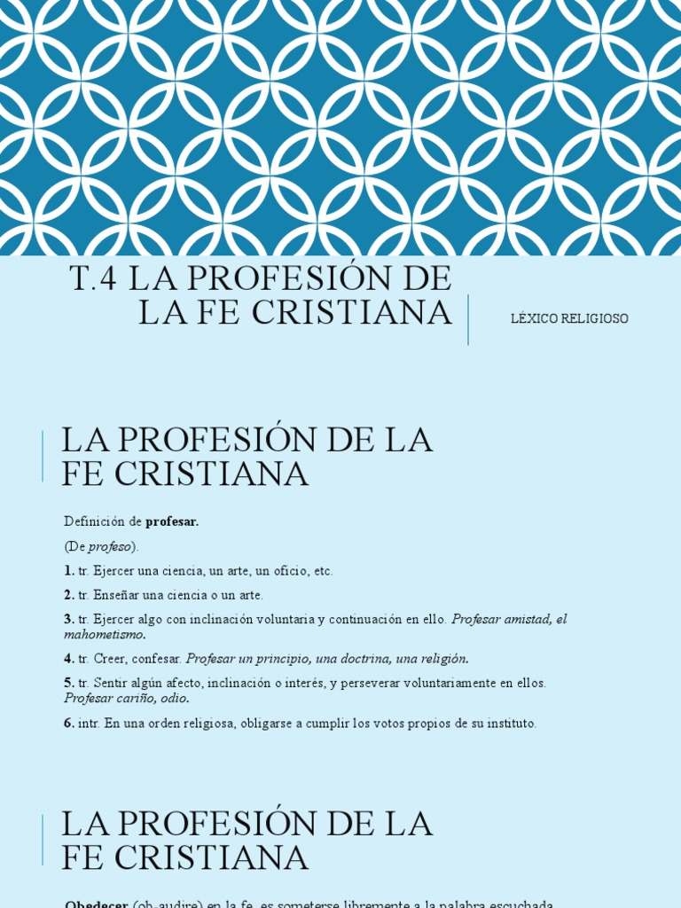 T-4 La Profesión de La Fe Cristiana | PDF | Credo | espíritu Santo