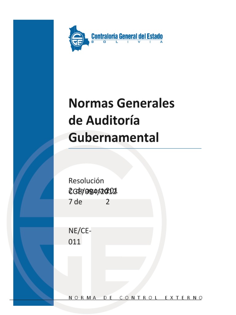 Normas Generales de Auditoría Gubernamental | PDF | Auditoría | Contralor
