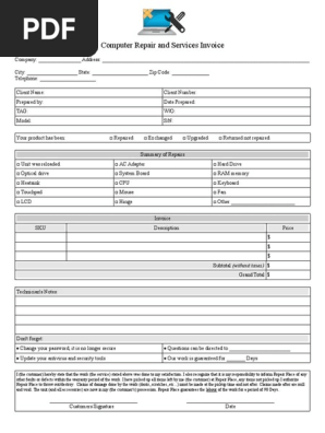 Computer Repair Invoice Template