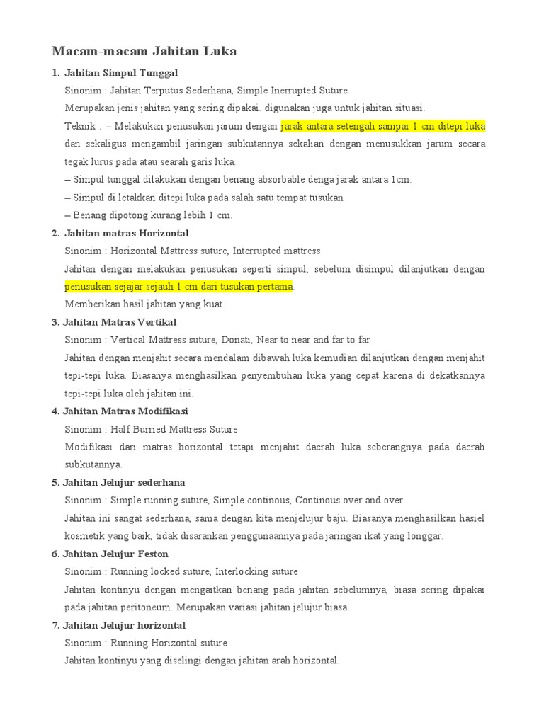 Macam Jahitan Luka | PDF