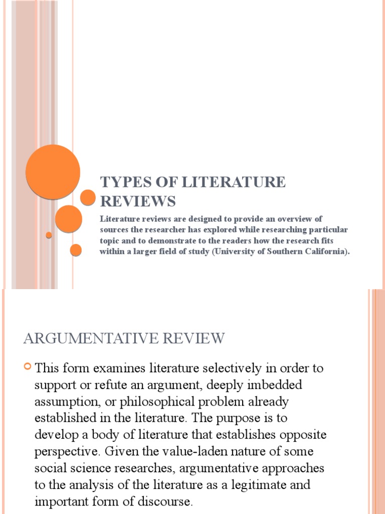 A Comprehensive Overview of Different Types of Literature Reviews and