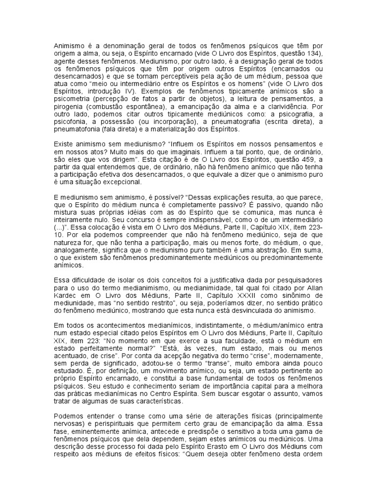 Animismo e Mediunismo: Interações | PDF | Mediunidade | Espiritismo