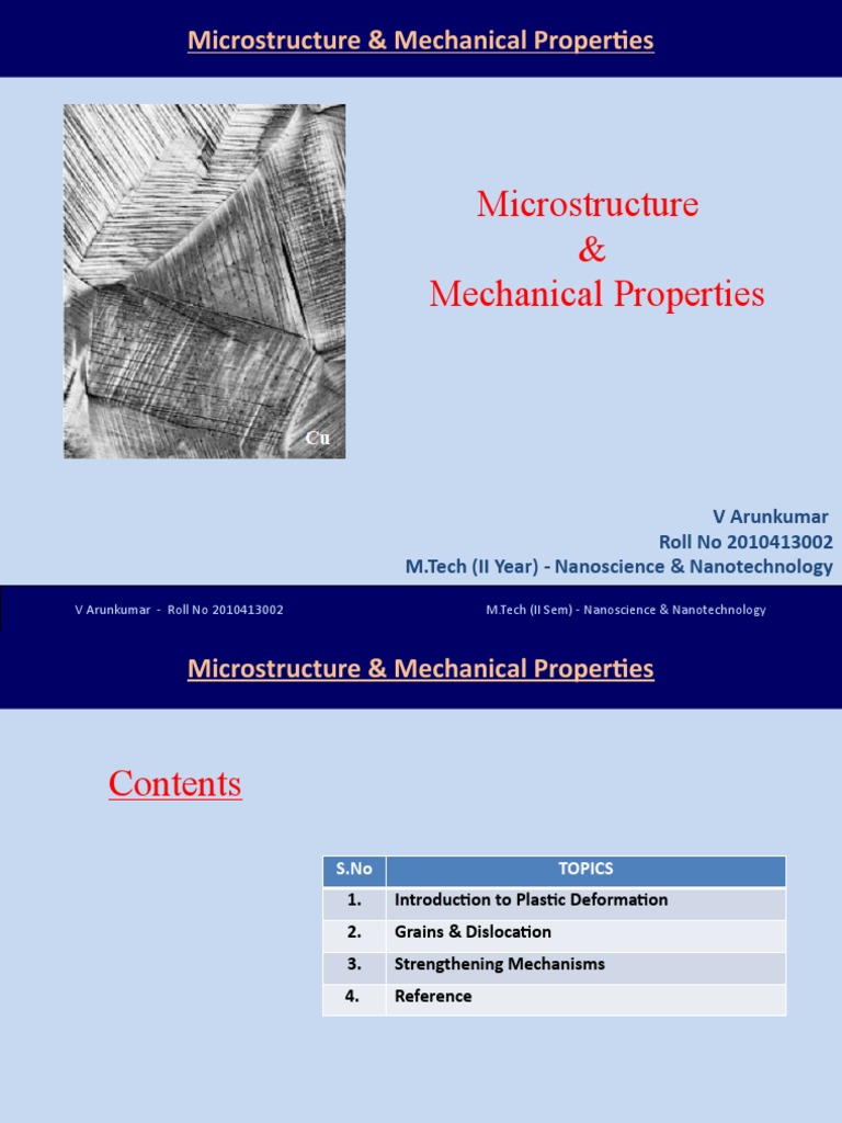 Micro Structures & Properties | PDF | Dislocation | Plasticity (Physics)