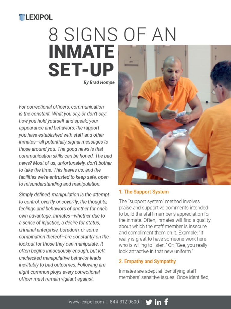 8 Signs of Inmate Manipulation | PDF | Human Nature | Psychological ...