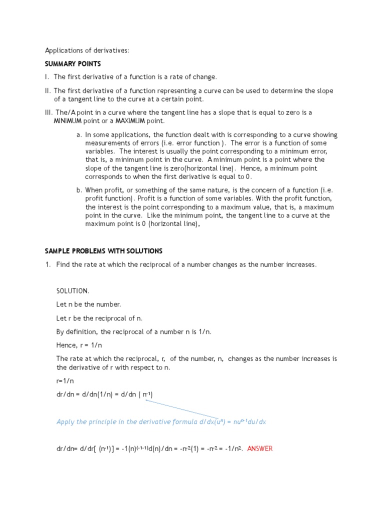 Derivatives and Their Applications | PDF | Teaching Methods & Materials