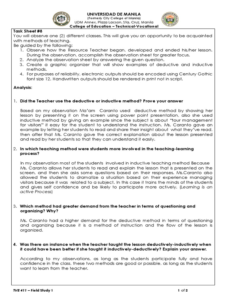 Teaching Methods Observation Report | PDF | Teaching Method | Teachers