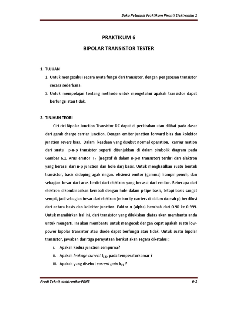 Pengujian Transistor Bipolar ICEO dan hFE | PDF