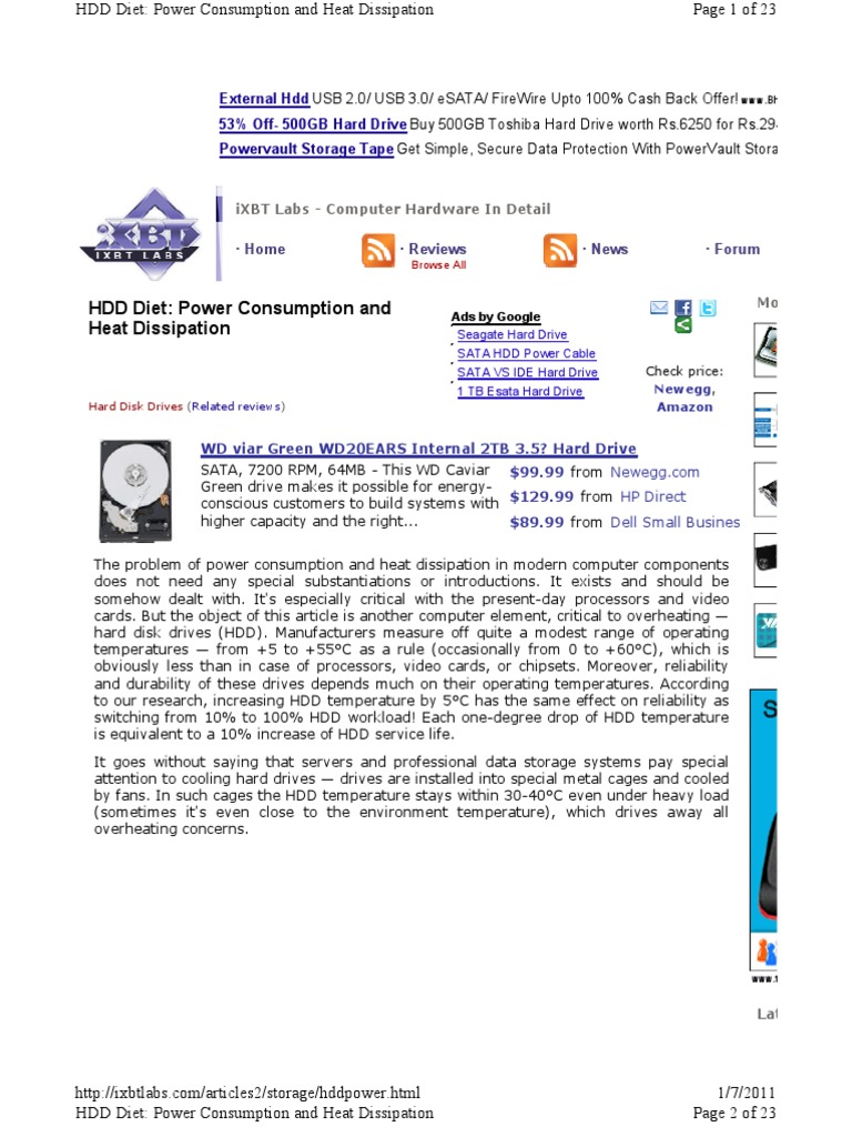 SATA - HDD Diet-Power Consumption and Heat Dissipation | PDF | Hard ...