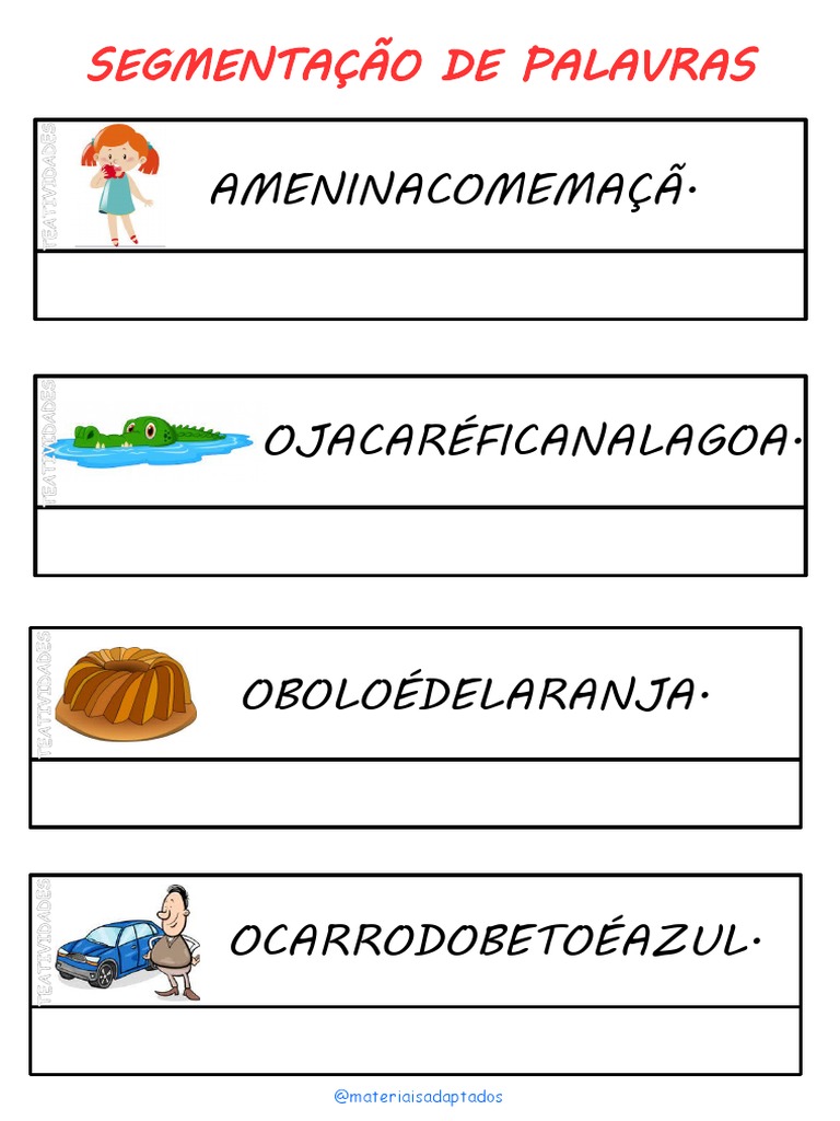 Segmentação de palavras em atividades infantis | PDF
