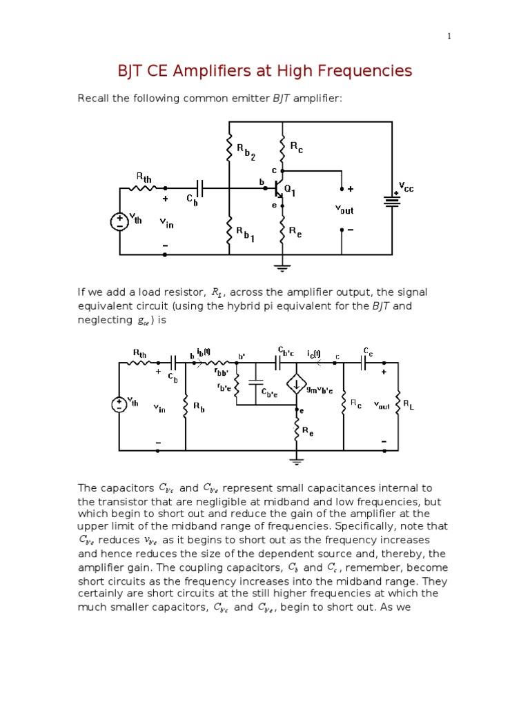 High-Frequency BJT Amplifier Analysis | PDF | Bipolar Junction ...