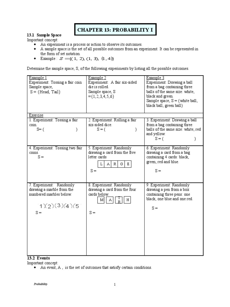 Understanding Sample Space and Events | PDF | Teaching Methods & Materials