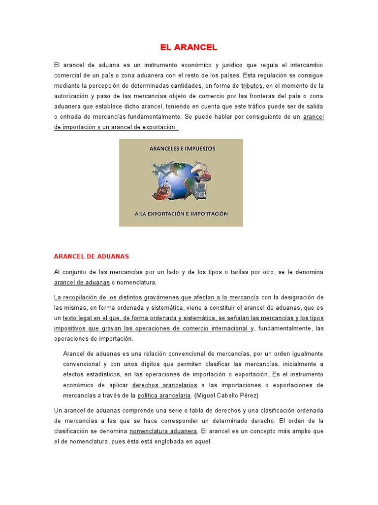Arancel de Aduanas: Definición y Nomenclatura | PDF | aduana | Arancel