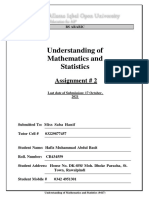 Understanding of Mathematics and Statistics: Assignment # 2