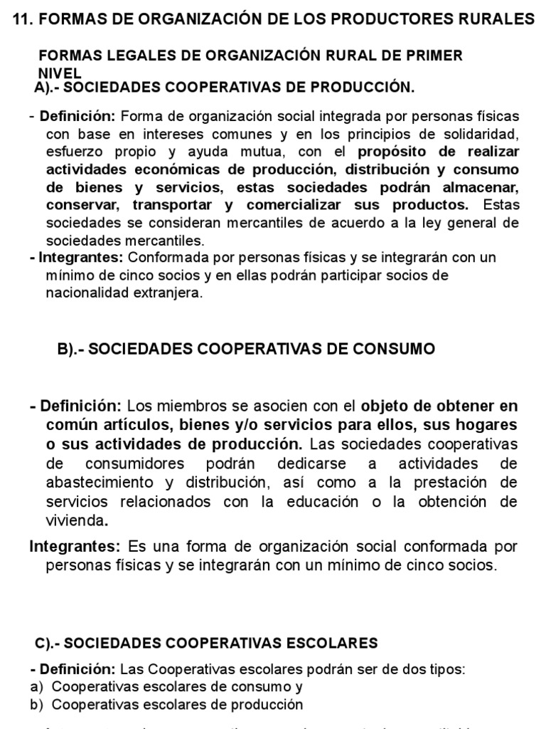 7 Tipos de Organizaciones Rurales | PDF | Cooperativa | Sociedad