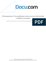 PDF Experiencia 7 El Amplificador Emisor Comun Informe Final I Objetivos Compress