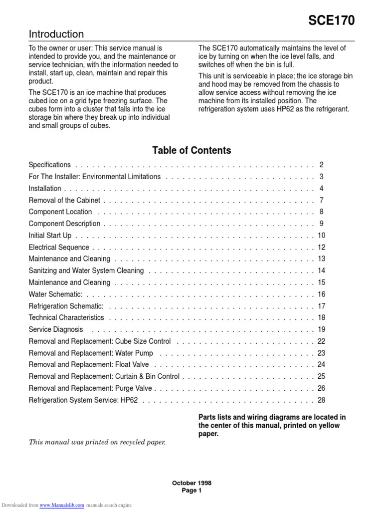 Ice Maker Scotsman Manual PDF Water Valve