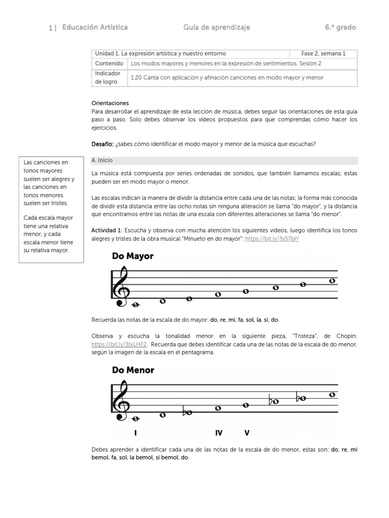 Identificación de Modos Musicales en 6º Grado | PDF | Escala (música ...