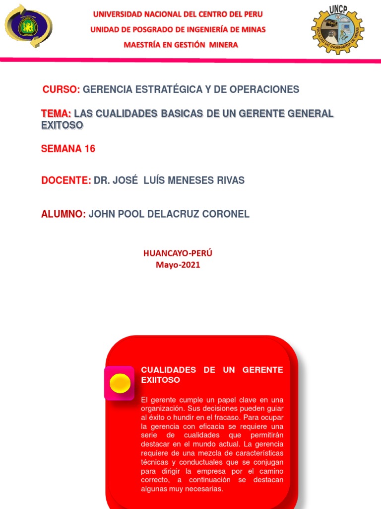 Cualidades Basicas de Un Gerente General Exitoso | PDF | Las emociones