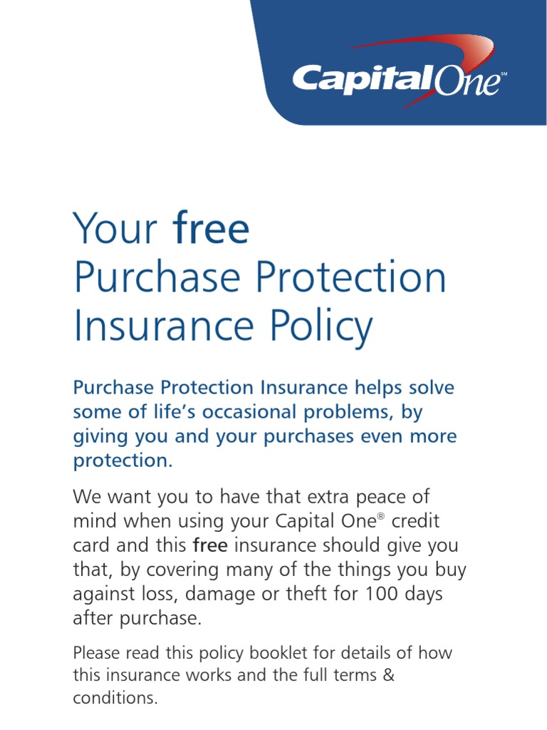 Your Free Purchase Protection Insurance Policy PDF Insurance Policy