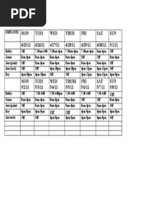 EMPLOYEE Schedule