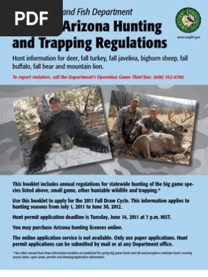 Arizona Hunting & Trapping Regulations 2011-12, PDF