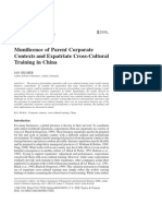 Munificence of Parent Corporate Contexts and Expatriate Cross-Cultural Training in China