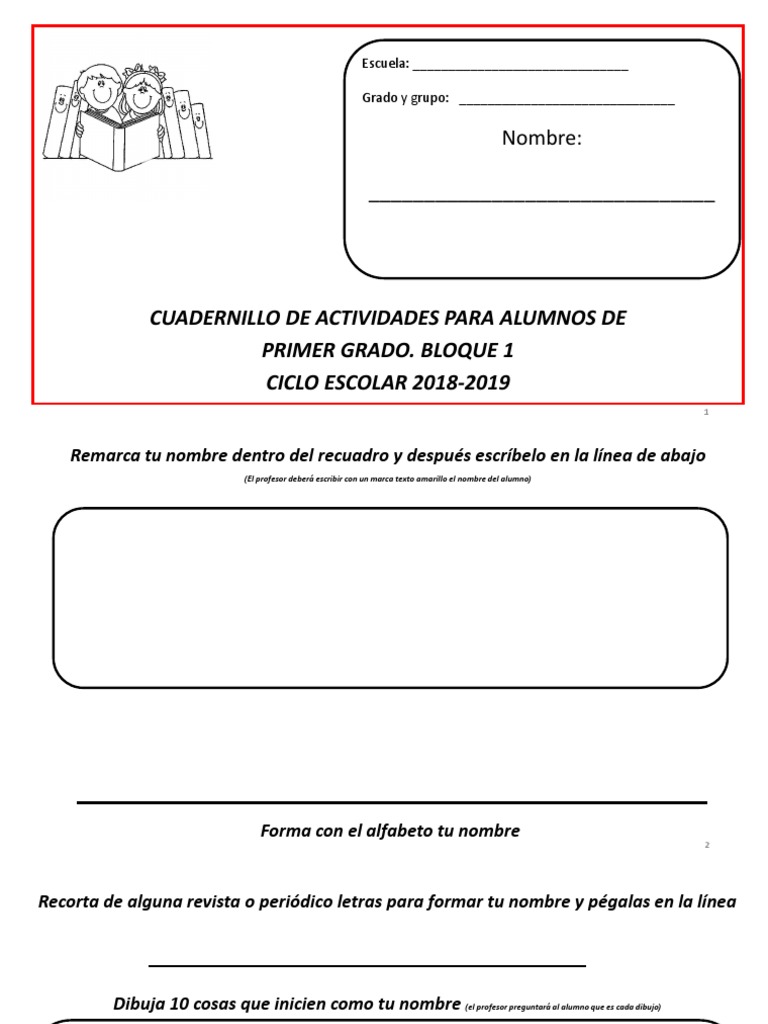 Cuadernillo de Actividades Primer Grado | PDF