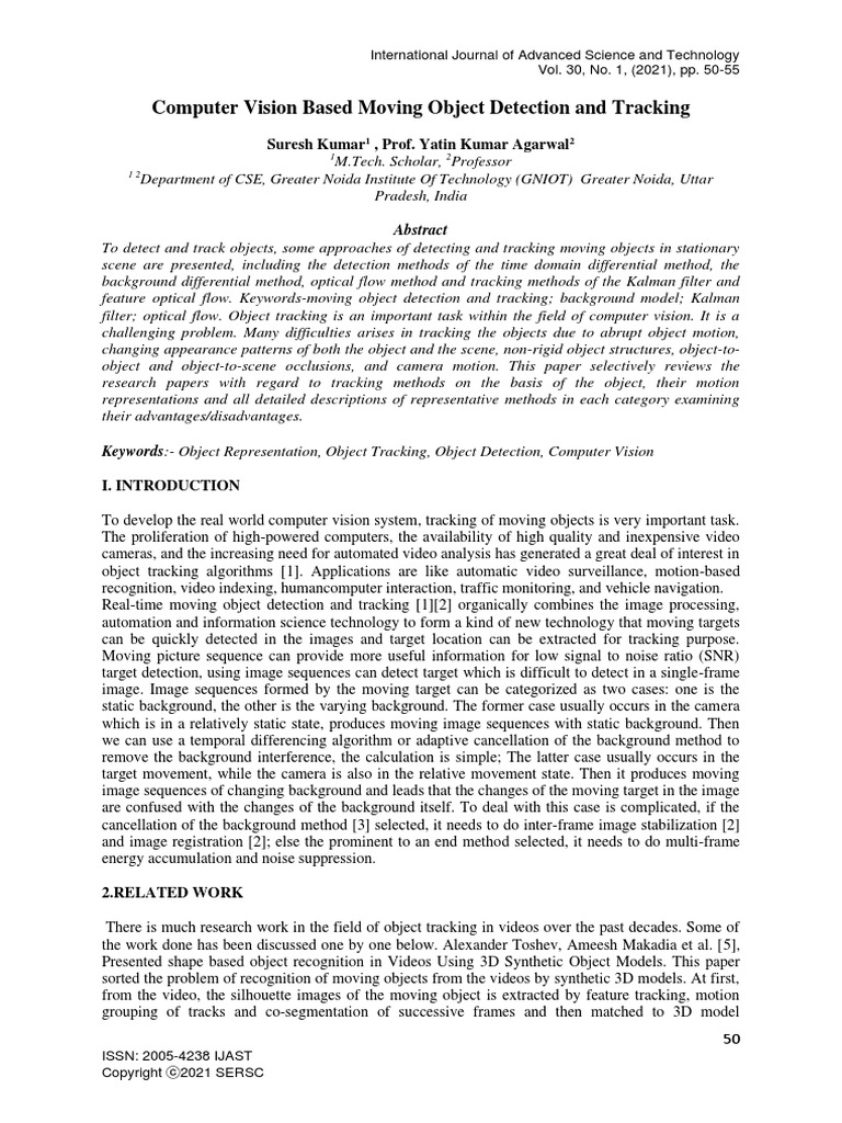 Computer Vision Based Moving Object Detection and Tracking: Suresh ...