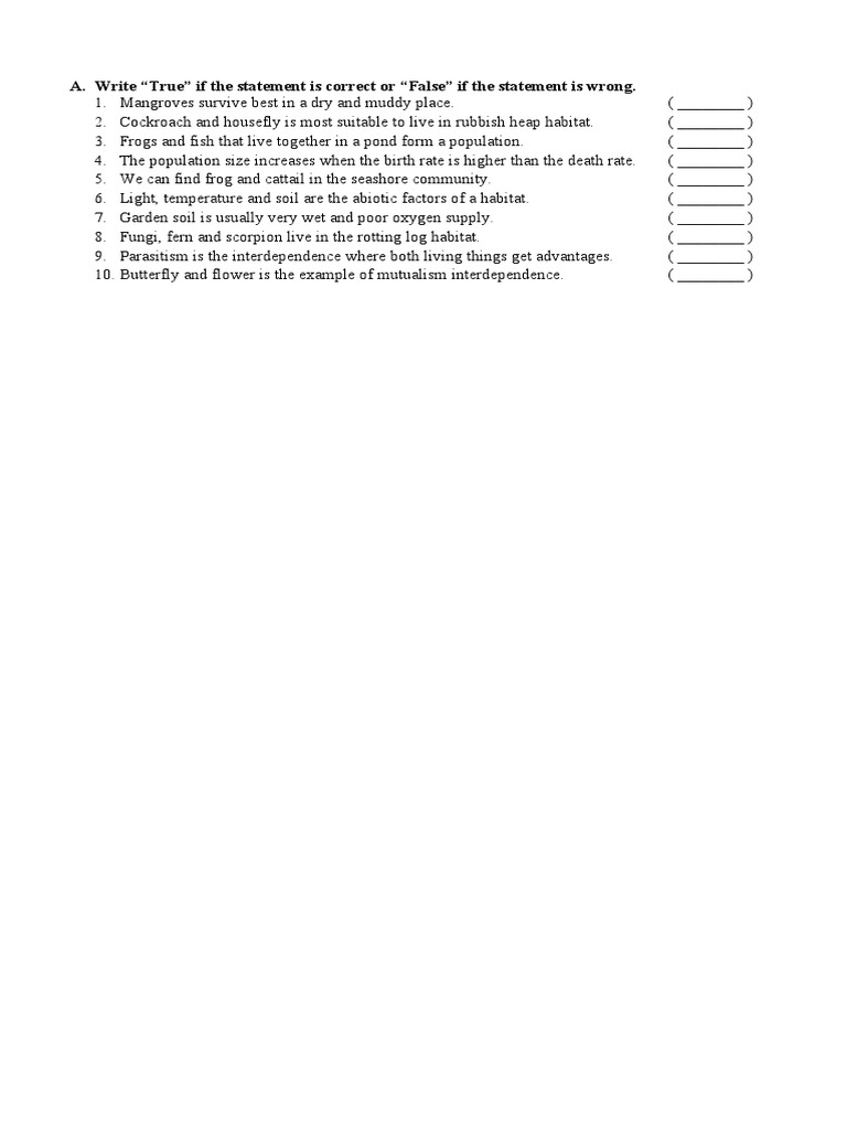 G5 Science Exercise - Living Together & The Environment | PDF | Foreign ...