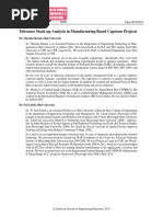 Tolerance Stack Up Analysis in Manufacturing Based Capstone Projects