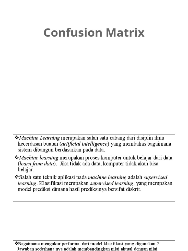 Memahami Confusion Matrix dalam Klasifikasi | PDF