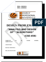 Design Problem: - 02: "Analysis and Design Of" "Algorithms" (CSE-458)